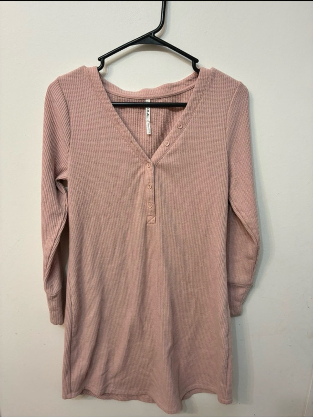 Soma Pink Waffle-Knit Henley night gown